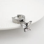 YEH 020 ［サージカルステンレス］キュービック蝶々リングワンタッチピアス