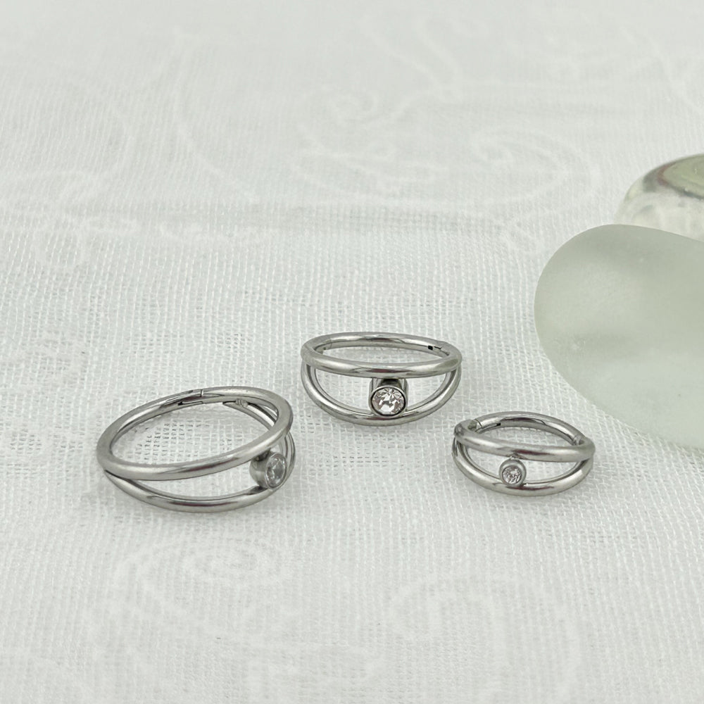 STS 056 ［サージカルステンレス］キュービック二重リング