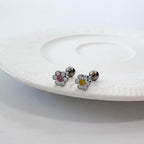 B3 025 ［サージカルステンレス］パステルスタイルスマイル花ピアス