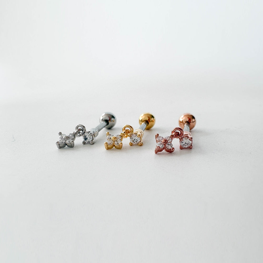 A8 305 ［サージカルステンレス］キュービック花ピアス