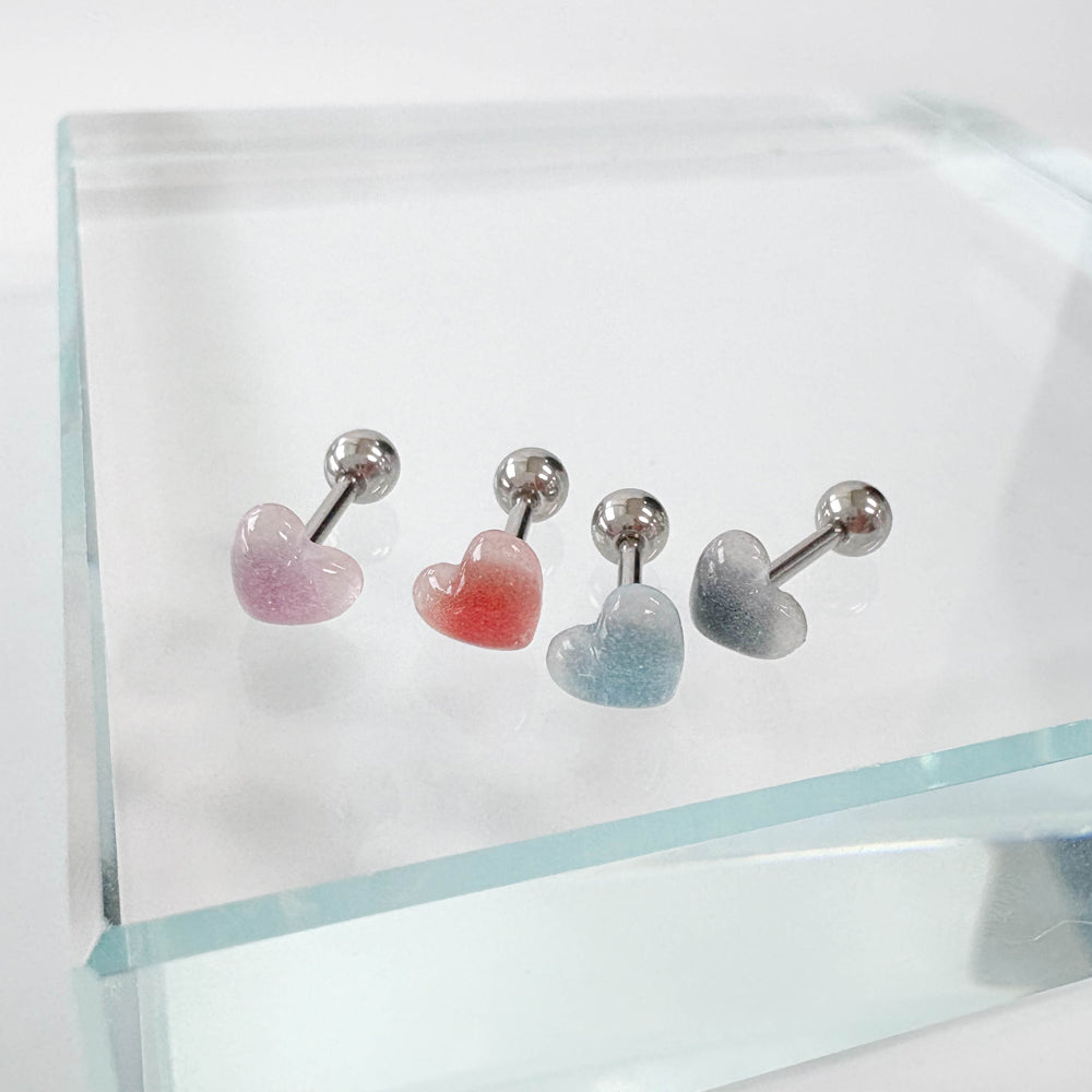 MK 068-14 ［サージカルステンレス］パステルパールハートピアス