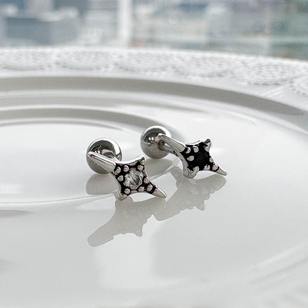 A2 234 ［サージカルステンレス］アンティークミニキュービックスターピアス