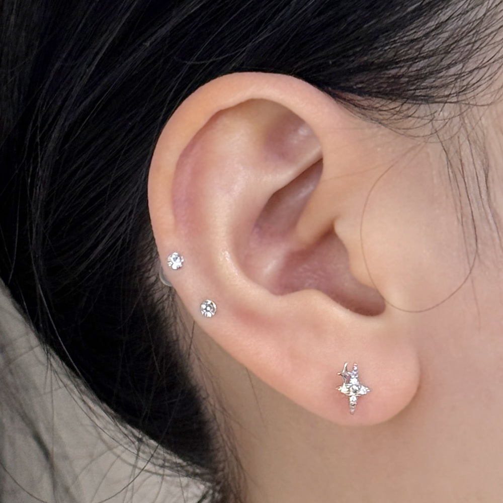 MN 177 ［サージカルステンレス］星×天の川ピアス