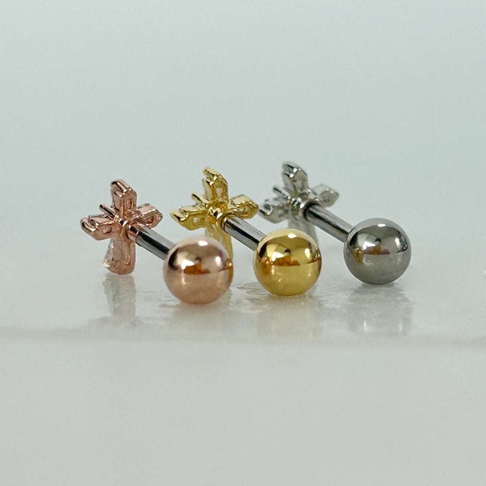 MN 182 ［サージカルステンレス］ゴシックストーン十字架ピアス