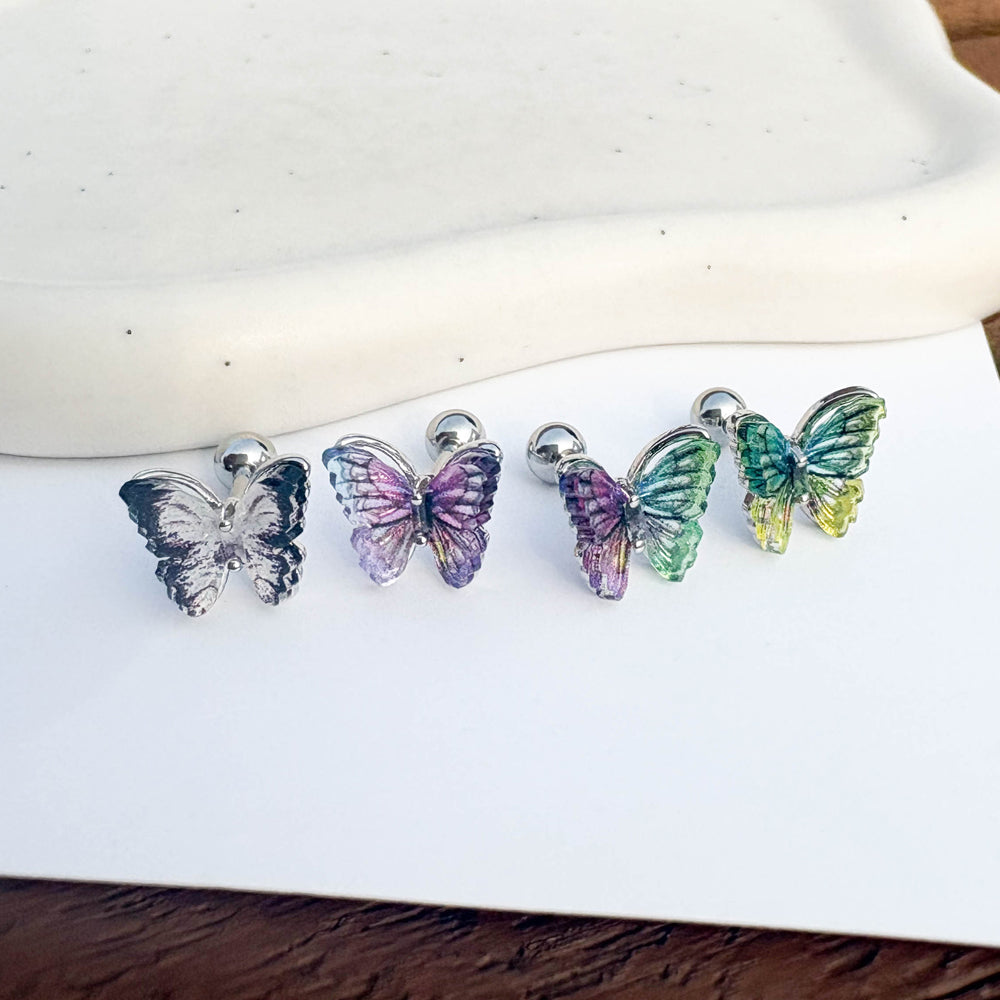 A5 175 ［サージカルステンレス］アクリル蝶々グラデーションピアス