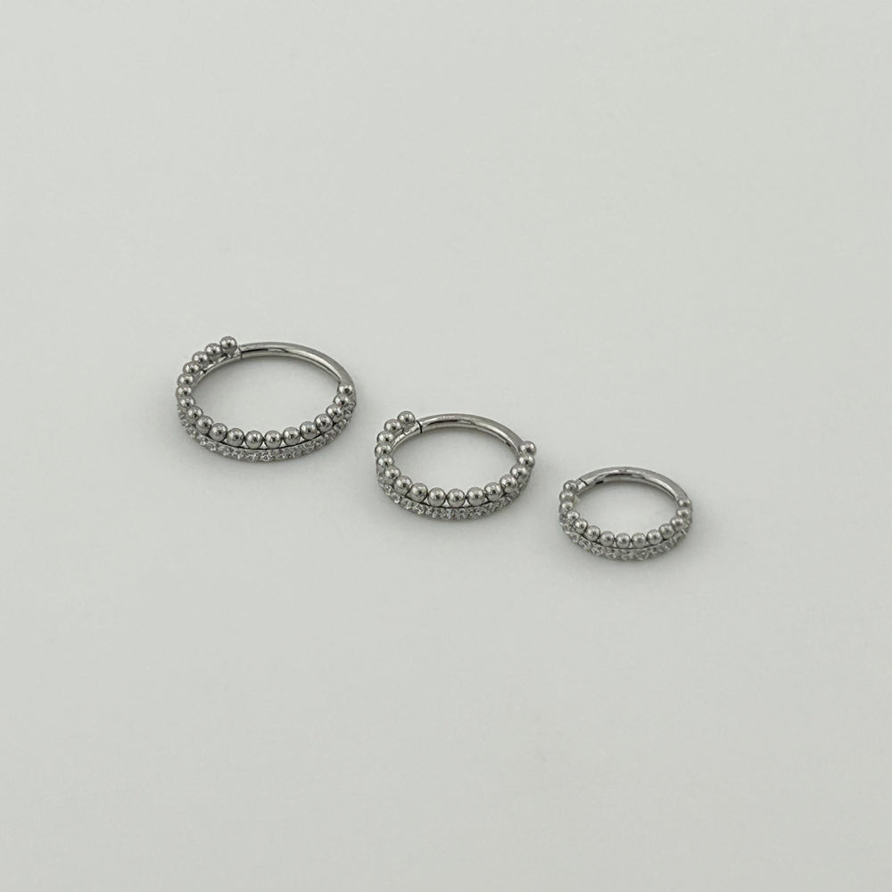 STS 107 [サージカルステンレス] ストーン二重リングピアス