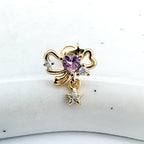 A5 257 ［サージカルステンレス］リボンスターハートチャームピアス