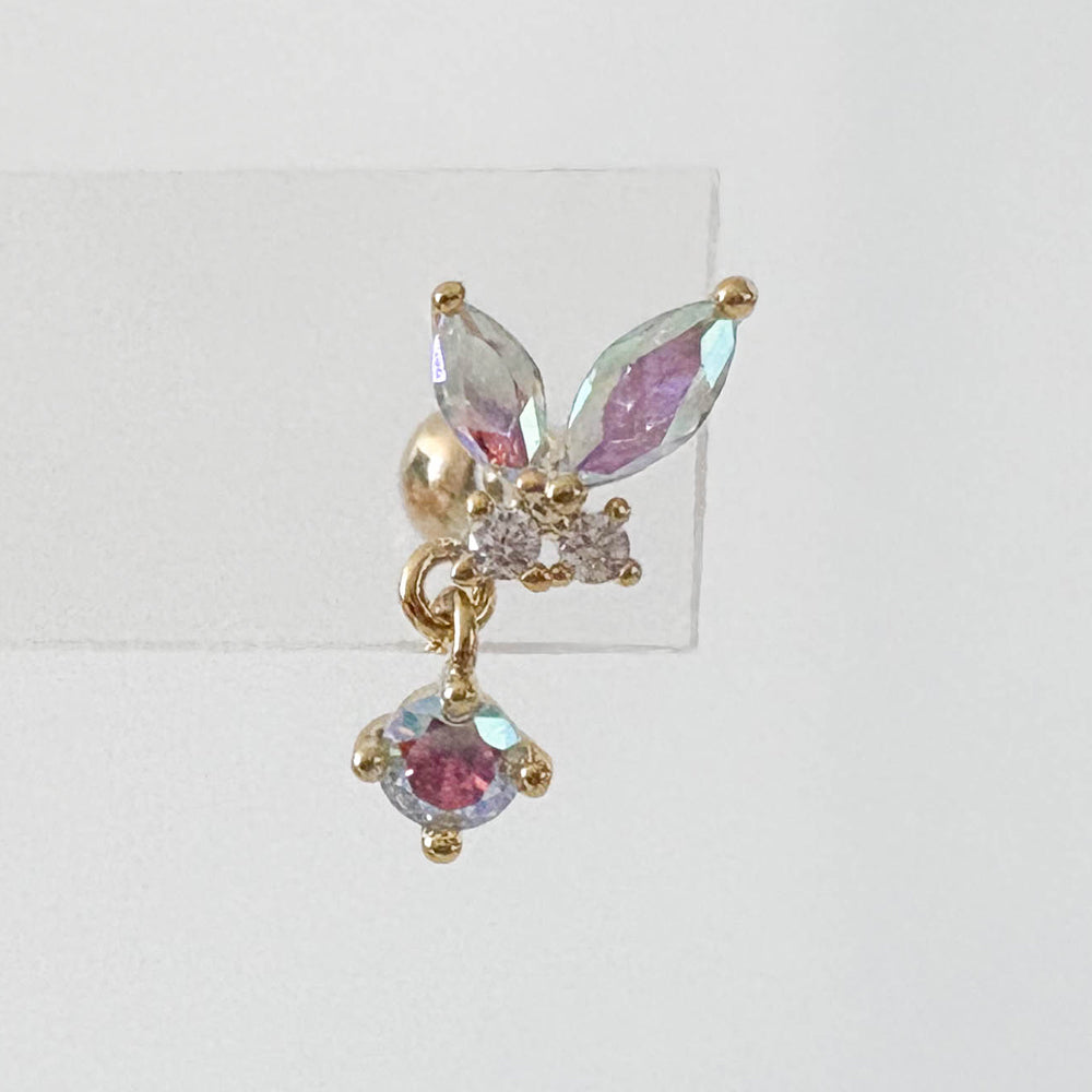 A8 245 ［サージカルステンレス］ドロップ蝶々ピアス