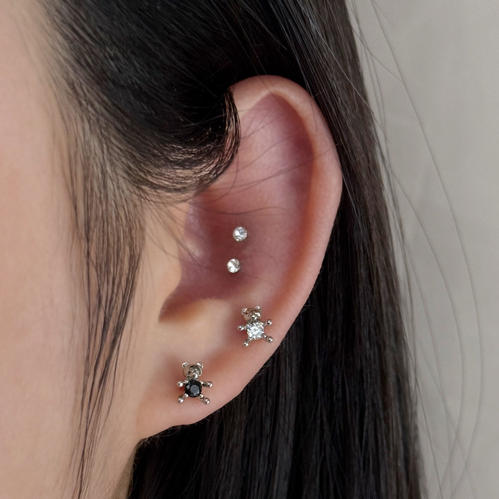 MS 062 　［サージカルキュービック］ストーンベアピアス