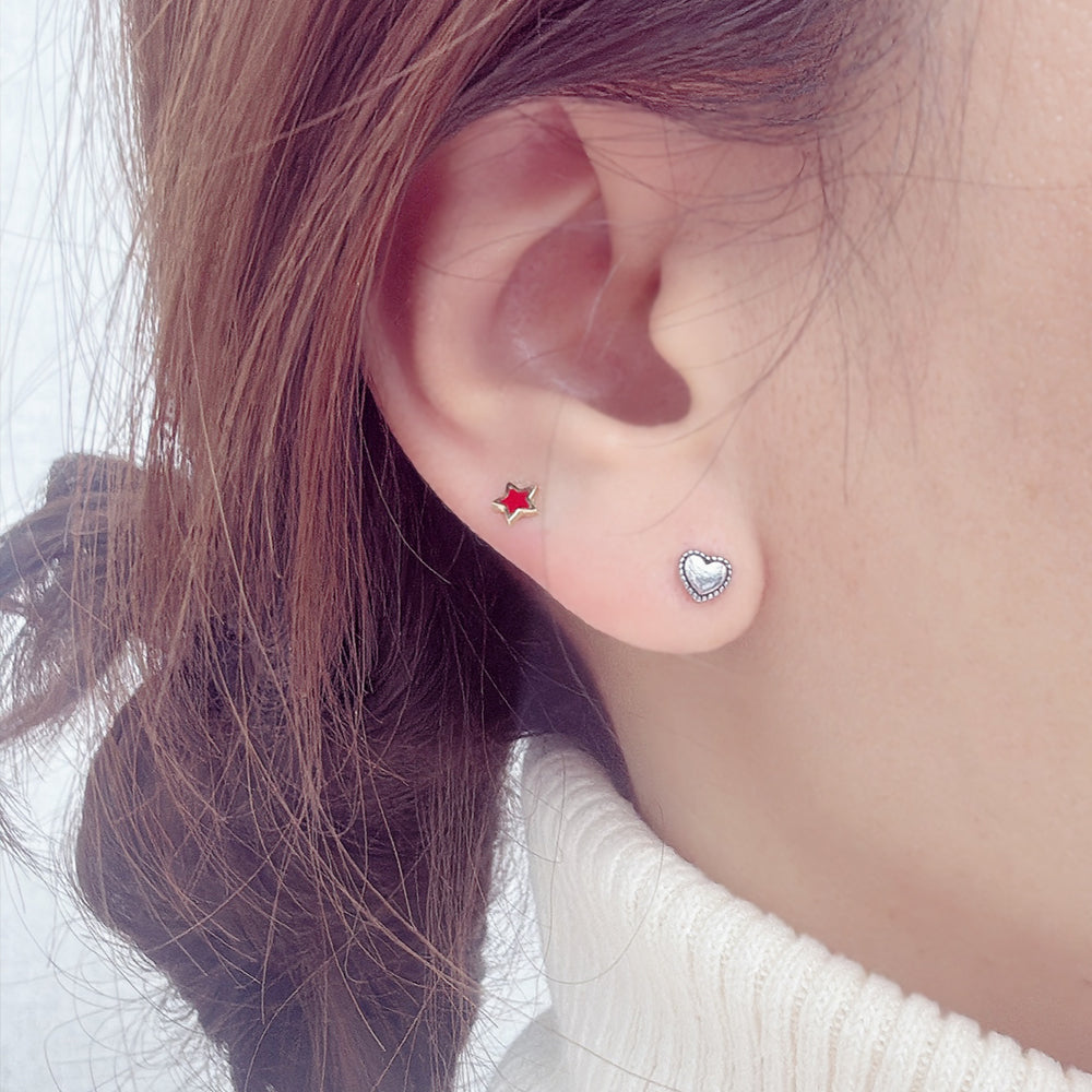 B3 063 ［サージカルステンレス］ミニねじり丸いハートピアス