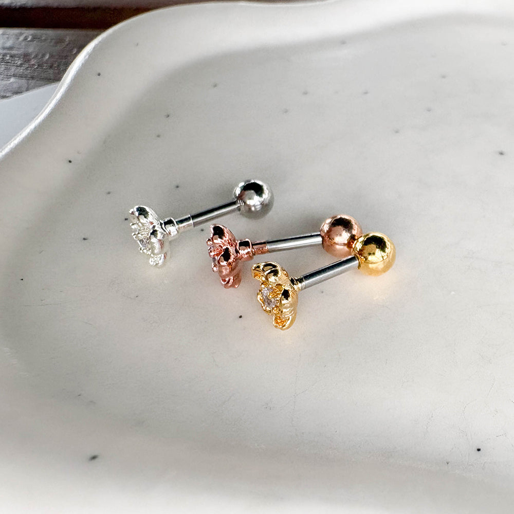 MN 202 ［サージカルステンレス］キュービックお花ピアス