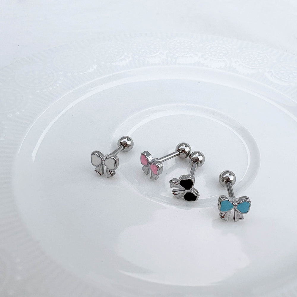 B3 093 ［サージカルステンレス］シンプルカラフルリボンピアス