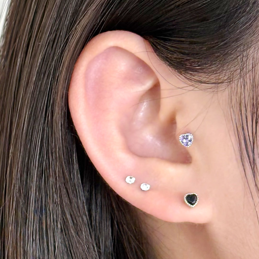 MN 186 ［サージカルステンレス］キュービックハートピアス