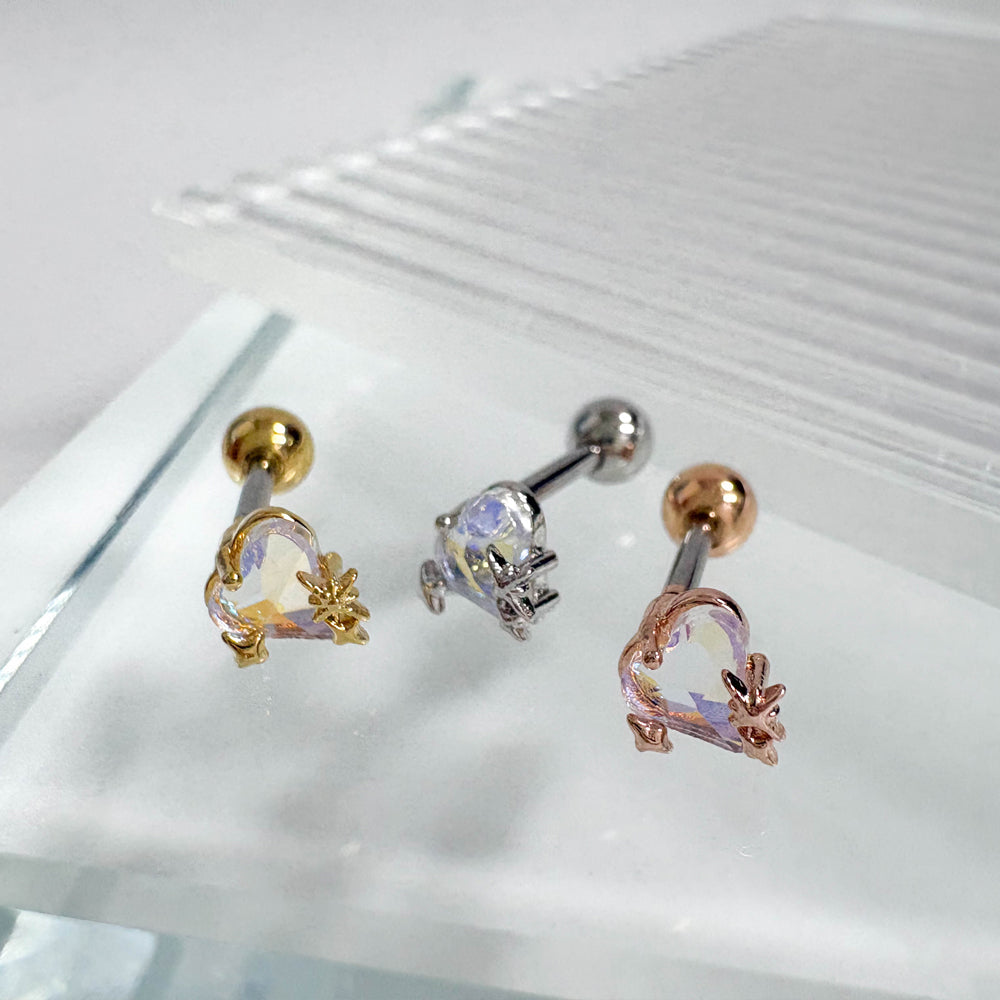 A5 293 ［サージカルステンレス］ツインクルスターキュービックハートピアス