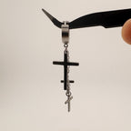 YEH 001 ［サージカルステンレス］十字架スチールリングドロップピアス