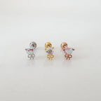 A8 255 ［サージカルステンレス］キュービックハート＆リボンピアス