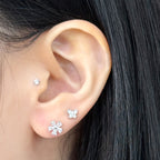 MN 159 ［サージカルステンレス］シンプルストーン花ピアス