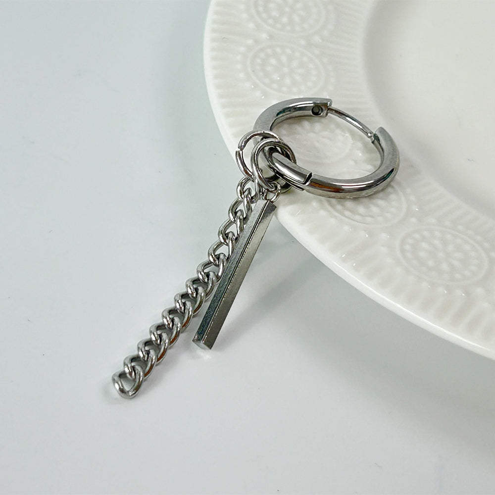 YEH 015 ［サージカルステンレス］リングチェーンドロップワンタッチピアス