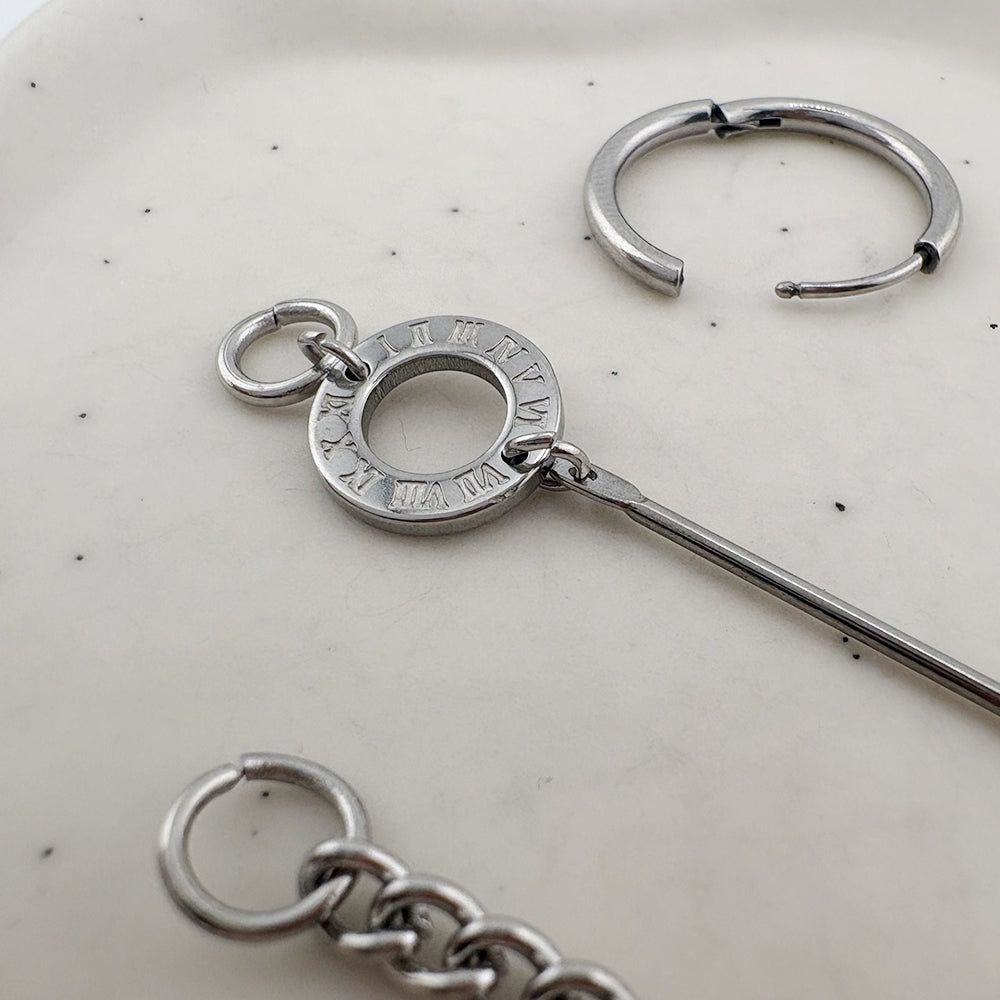 YEH 012 ［サージカルステンレス］チェーンスチールドロップワンタッチピアス