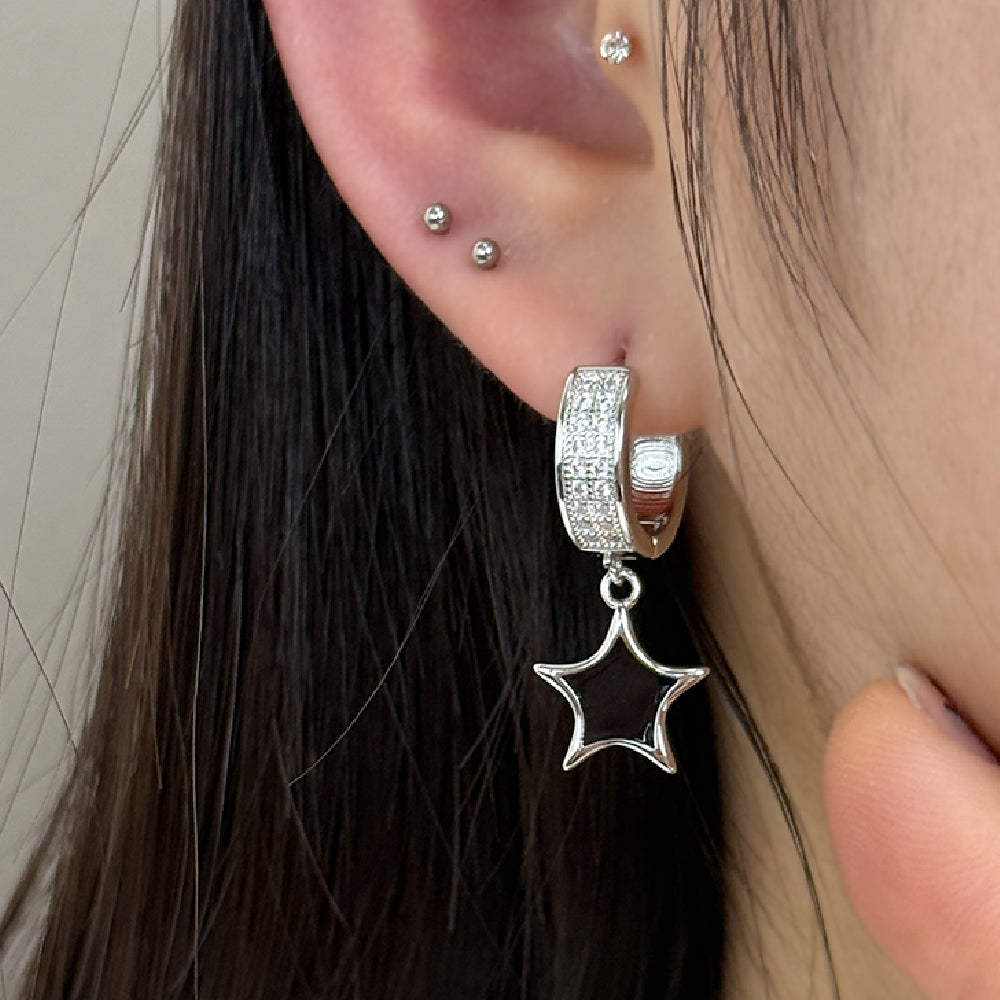 YEH 018 ［サージカルステンレス］星リングワンタッチピアス