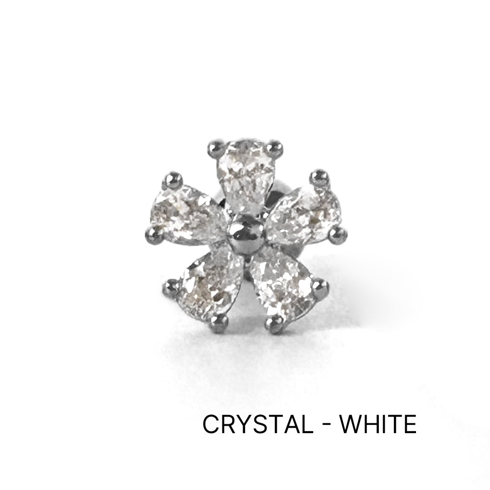 MN 159 ［サージカルステンレス］シンプルストーン花ピアス