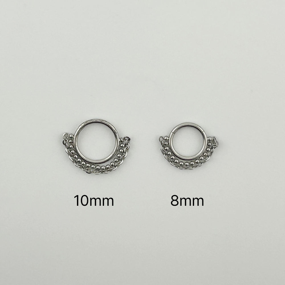 STS 034 ［サージカルステンレス］ボールチェーンリングピアス