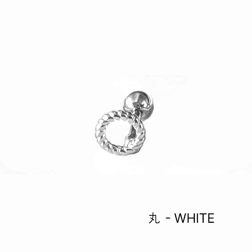 A4 114 ［サージカルステンレス］ ねじりハート＆星＆丸ピアス