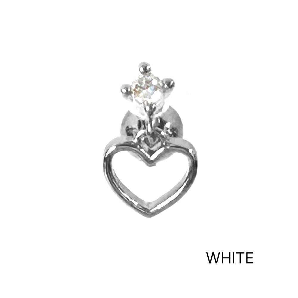 MN 171 ［サージカルステンレス］シンプルキュービックストーンハートピアス