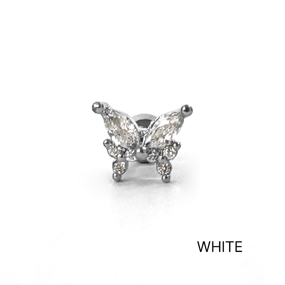 MN 001 ［サージカルステンレス］蝶々キュービックピアス