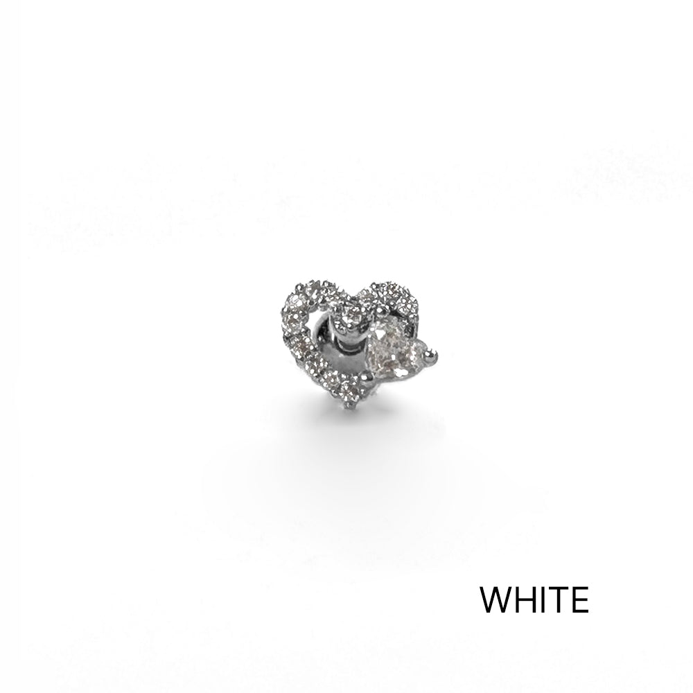 MP 129 ［サージカルステンレス］ラグジュアリーキュービックハートピアス