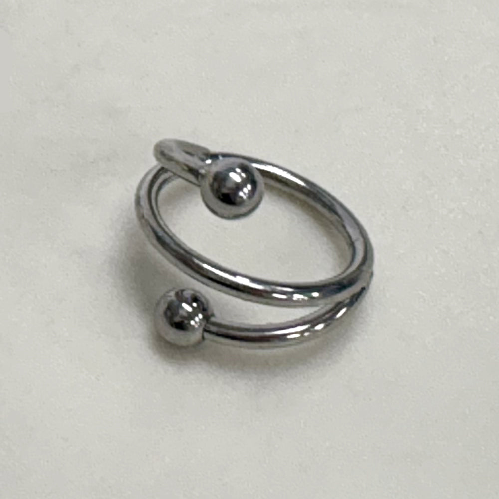 STS 033 ［サージカルステンレス］ツーボールリングピアス