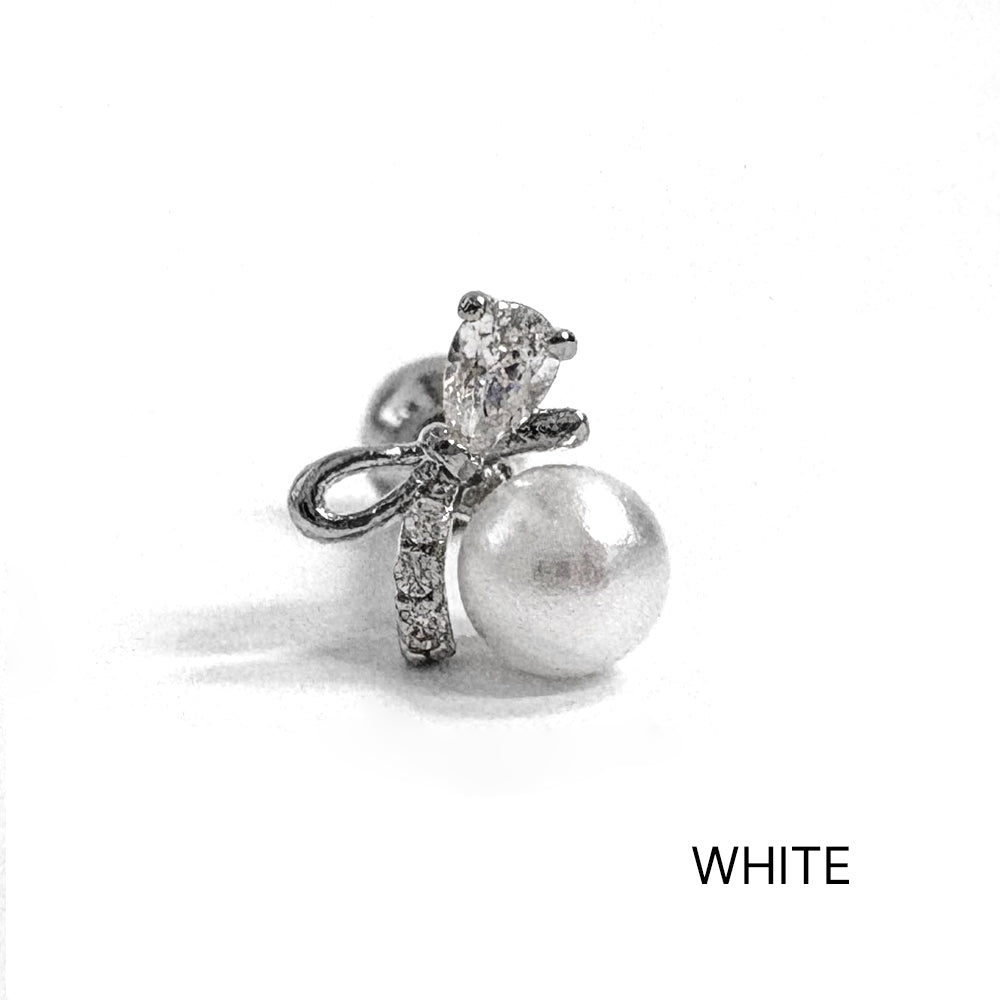 A8 252 ［サージカルステンレス］ラージパールリボンピアス