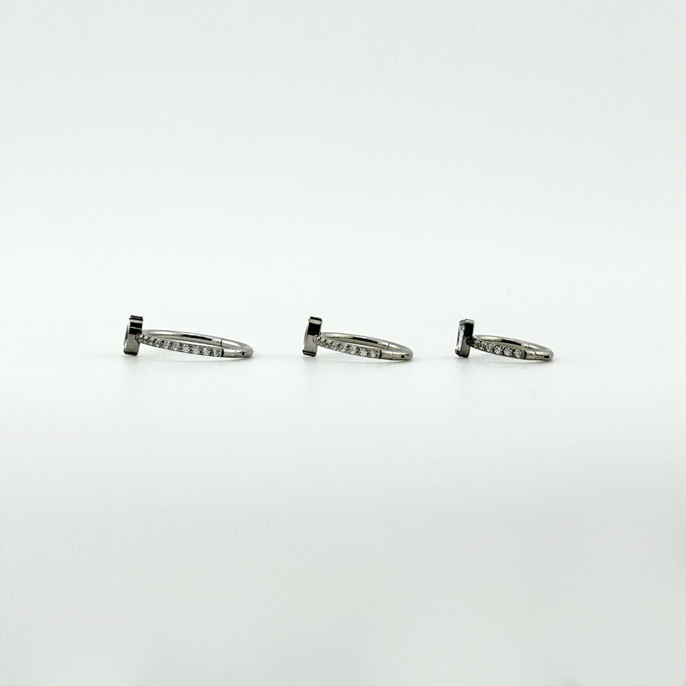 STS 104［サージカルステンレス］楕円ストーンリングピアス