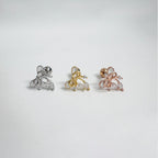 A5 299 ［サージカルステンレス］ブラックアンドホワイトリボンキュービックピアス