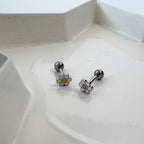 B3 025 ［サージカルステンレス］パステルスタイルスマイル花ピアス