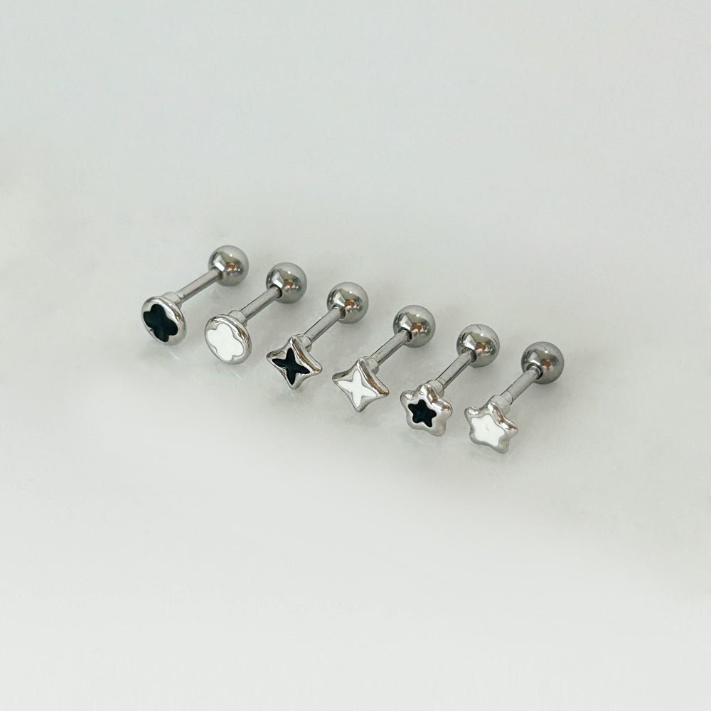 A5 267 ［サージカルステンレス］四角＆丸＆星ピアス