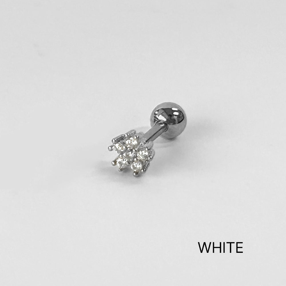 MN 041 ［サージカルステンレス］ミニキュービックお花ピアス