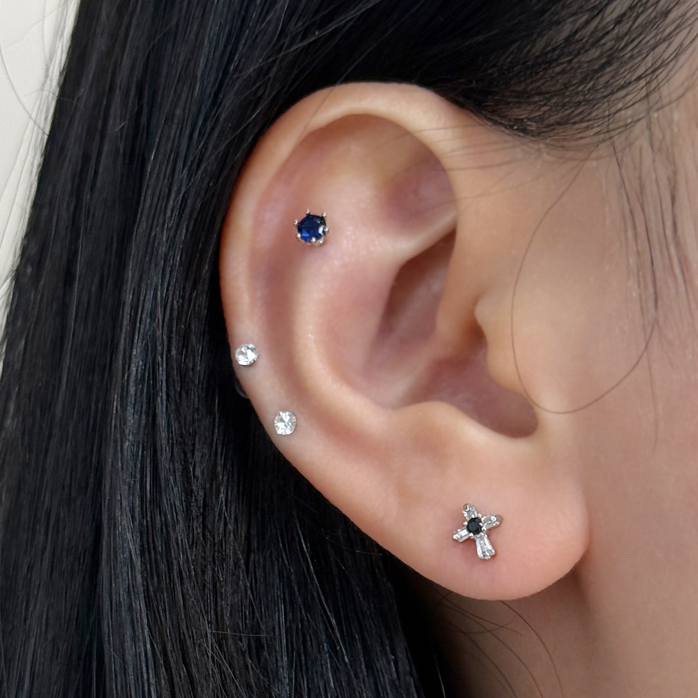 MN 182 ［サージカルステンレス］ゴシックストーン十字架ピアス