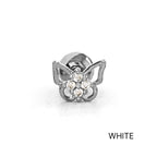 MN 170 ［サージカルステンレス］シンプルキュービックストーン蝶々ピアス