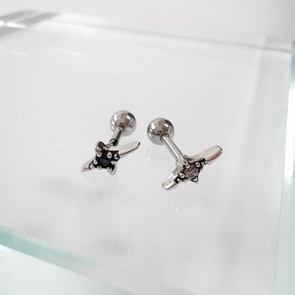 A2 234 ［サージカルステンレス］アンティークミニキュービックスターピアス