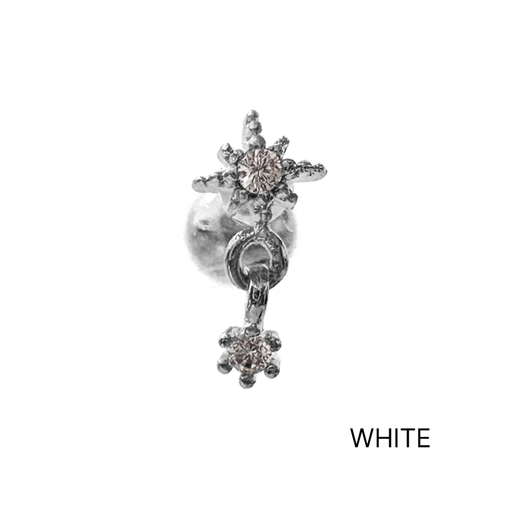 A8 286 [サージカルステンレス]　ドロップ星花ピアス