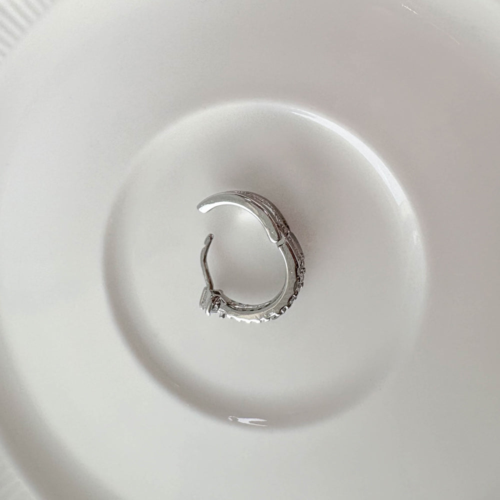 A5 281 [サージカルステンレス] キュービックダブルハーフリングピアス