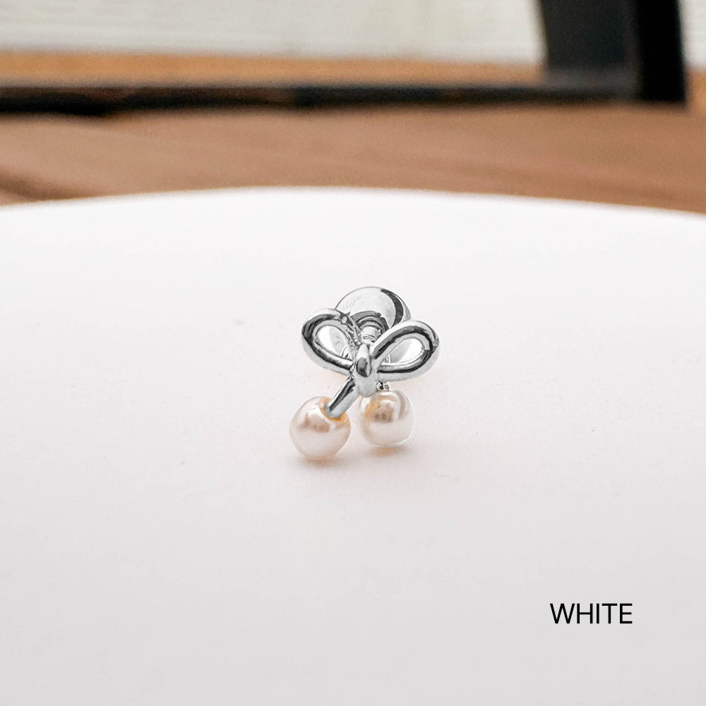 A5 246 [サージカルステンレス]　パールリボンピアス