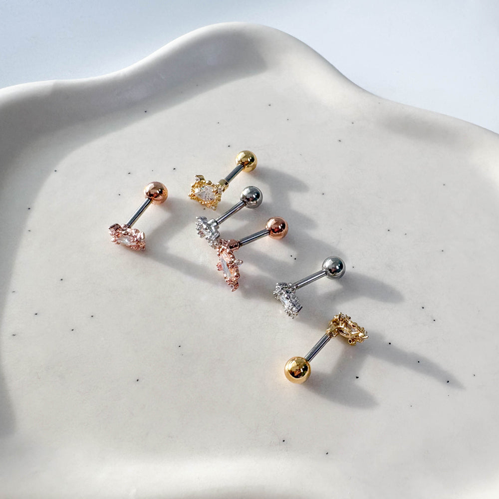 A5 067 ［サージカルステンレス］楕円形ストーンピアス