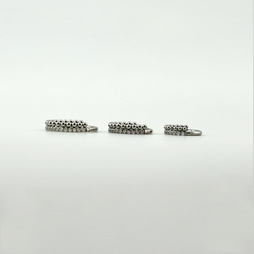 STS 107 [サージカルステンレス] ストーン二重リングピアス