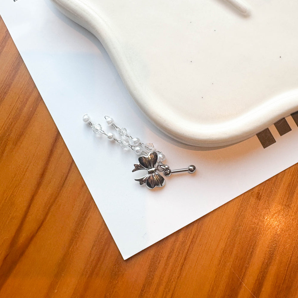 A2 216 ［サージカルステンレス］ビッグリボンドロップピアス