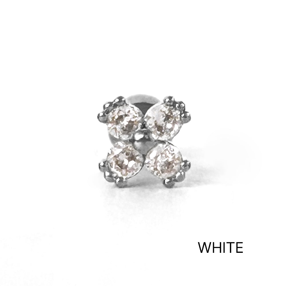 MN 173 ［サージカルステンレス］シンプルストーンクローバーピアス