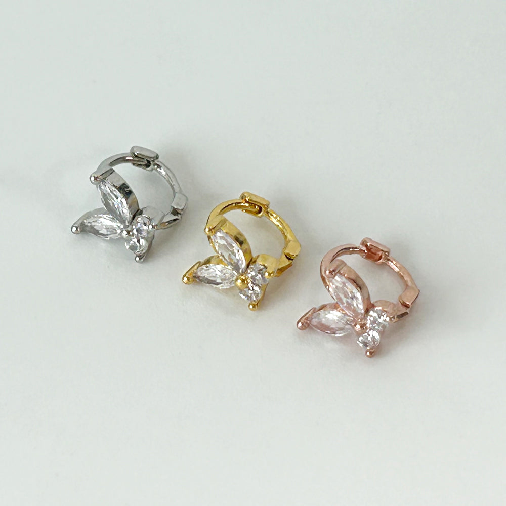 MN 147 ［サージカルステンレス］キュービックワンタッチ星，雪の結晶ピアス