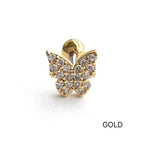 MN 075 [サージカルステンレス] キュービック蝶々ピアス