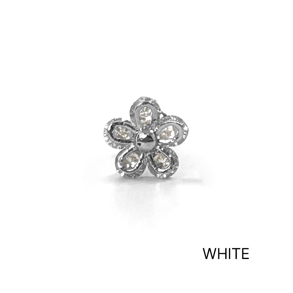 MN 113 ［サージカルステンレス］シンプルキュービックストーン花ピアス